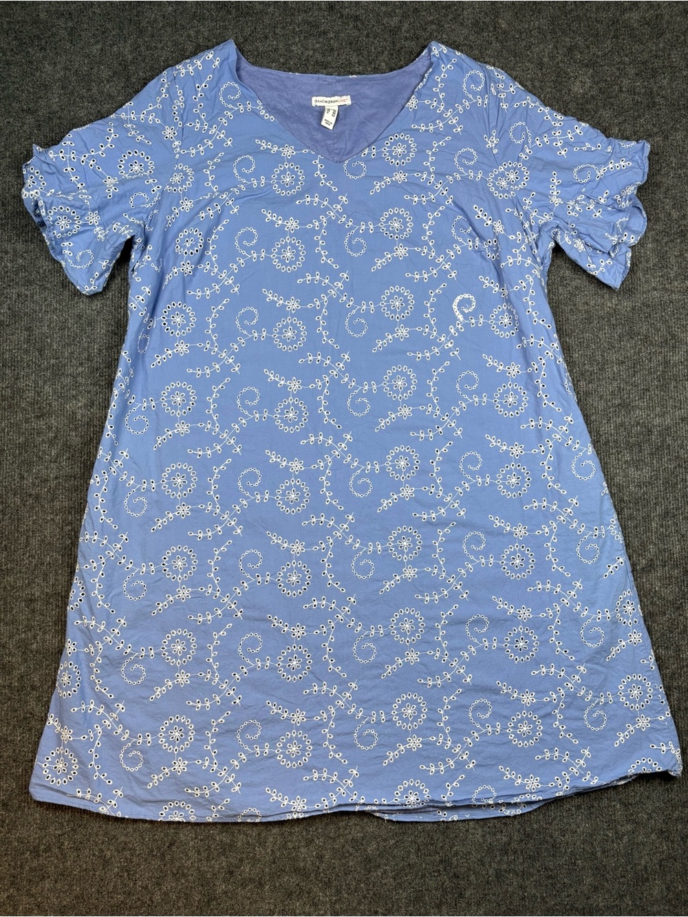 Isaac Mizrahi Sky Blue Eyelet Midi Dress with White Embroidery